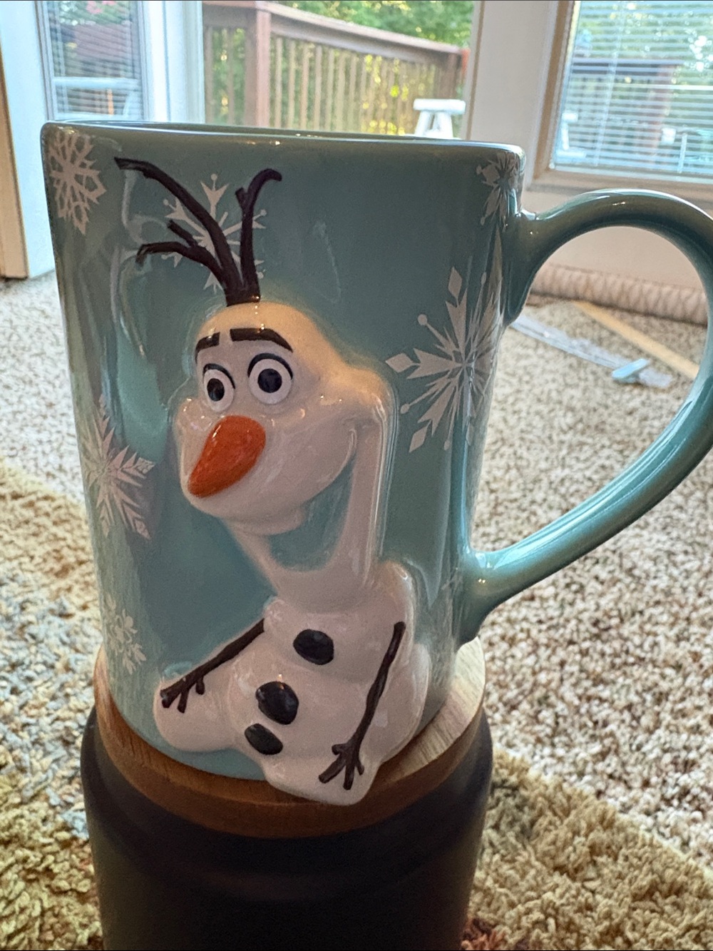 Disney Light Blue Olaf 3D Ceramic Mug with Snowflake Accents